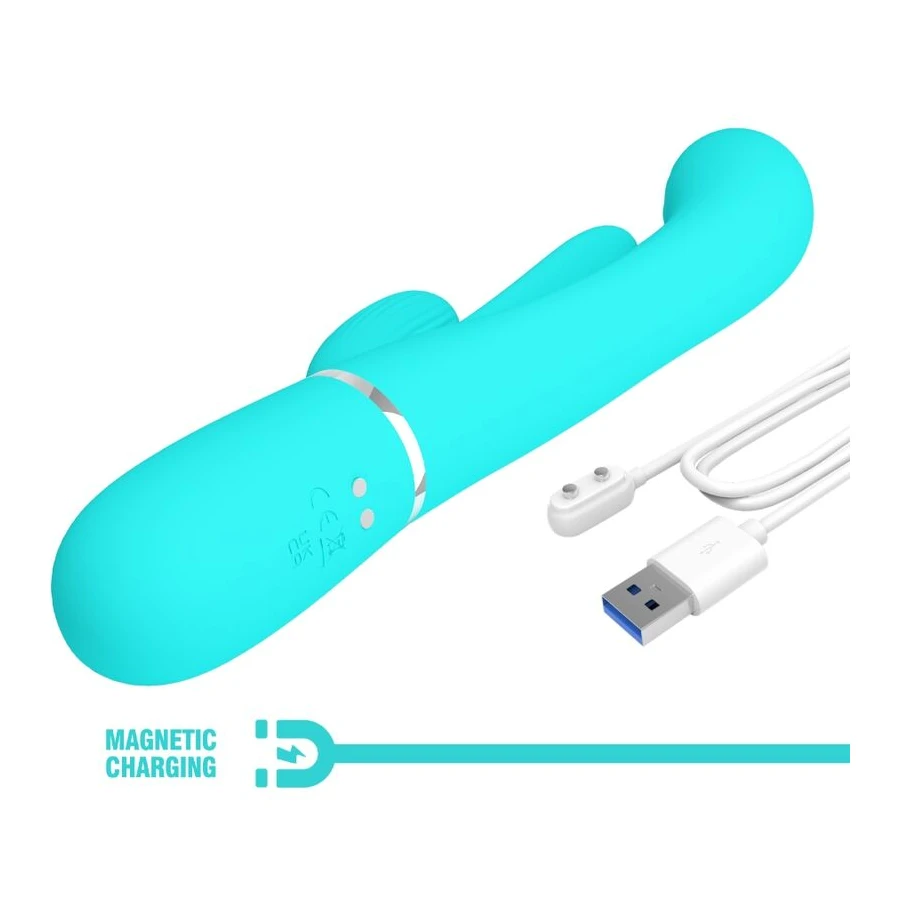 PRETTY LOVE - SHANIA TRIPLE RABBIT VIBRATORE MULTIFUNZIONE 3 IN 1 BLU